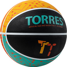 Мяч баск. TORRES TT, B023157, р.7, резина, нейлон. корд, бут. кам., черный-мультиколор