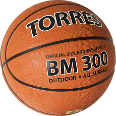 Мяч баск. TORRES BM300, B02015, р.5, резина, нейлон. корд, бут. камера, коричневый