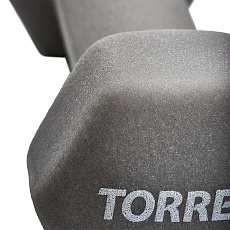 Гантель TORRES 1,5 кг, PL550115, металл в неопреновой оболочке, форма шестигранник, серый