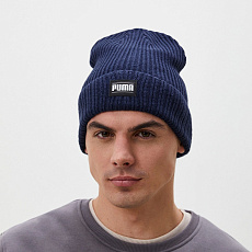 Шапка PUMA Ribbed Classic Cuff Beanie, 02403810, 100% акрил, темно-синий
