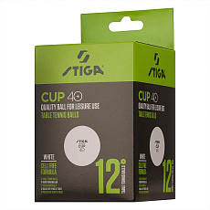 Мяч для наст. тенниса Stiga Cup ABS, 1110-2510-12, диам.40+мм, пластик, упак. 12 шт, белый