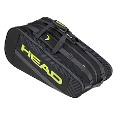 Сумка-чехол HEAD Base Racquet Bag L, 261403-BKNY, с карманом для 9 тен.ракеток, черно.желтый