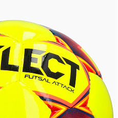Мяч футзал. SELECT Futsal Attack V24, 3883446563, р.4, 32п, ПУ, руч.сш, желто-красный