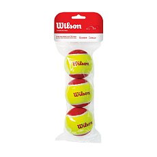 Мяч теннисный детский WILSON Starter Red, WRT137001,уп.3 шт, фетр,нат.резина,желто-красный