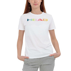 Футболка женская HEAD Rainbow T-Shirt W 814445-WH-L, р.L, полиэстер, хлопок, эластан, белый
