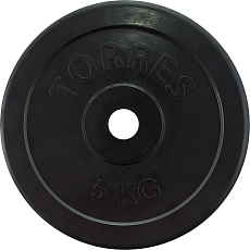 Диск обрезин. TORRES 5 кг, PL50705, d.26мм, металл в резиновой оболочке, черный