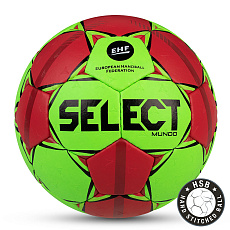 Мяч ганд. SELECT Mundo V24, 1662858443, Senior (р.3), EHF Appr., мат.ПУ, гибрид.сш, зелено-красный