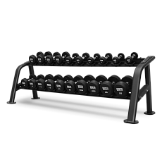 Набор обрезиненных гантелей BRONZE GYM, 27.5-50 кг - 10 пар, шаг 2,5 кг