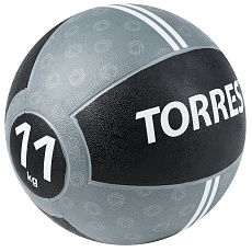 Медбол TORRES 11 кг, AL002311, резина, диаметр 27,5 см, серо-черный