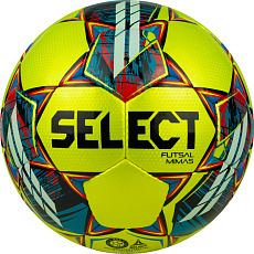Мяч футзал. SELECT Futsal Mimas, 1053460550, р.4,FIFA Basic, 32 пан, гл.ПУ, руч.сш, жел-сине-красный