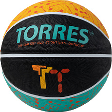 Мяч баск. TORRES TT, B023155, р.5, резина, нейлон. корд, бут. кам., черный-мультиколор