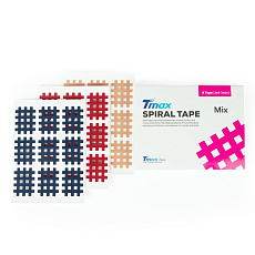 Кросс-тейп Tmax Spiral Tape Type Mix A (20 листов), арт. 423731, 3 цвета: синий, красный, телесный