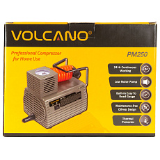 Компрессор электр. VOLCANO, PM250, 46,5 л/мин, 18х14х16 см, манометр, 3 иглы, 95Вт, сер