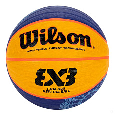 Мяч баск. WILSON FIBA3x3 Paris 2024 Replica, WZ3015001XB6, р.6, резина, желто-синий