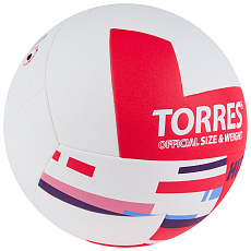 Мяч вол. TORRES Hit, V32355 р.5, синт.кожа (ПУ), клееный, бут.кам, бело-красный