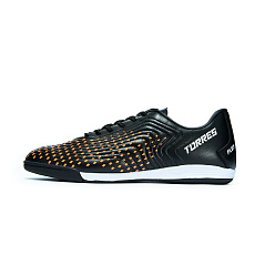 Бутсы зальные TORRES FLEX-J подростковые, TS134232-124-37, р.37, резина,ПУ,текстиль, чёрно-оранжевый