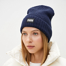 Шапка PUMA Ribbed Classic Cuff Beanie, 02403810, 100% акрил, темно-синий