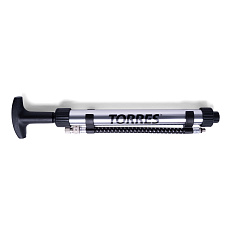 Насос TORRES двойного действия, SS5019, 20 см., алюминий, гибкий шланг, игла (5 мм), серебр.