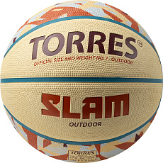 Мяч баск. TORRES Slam, B023147, р.7, резина, нейлон. корд, бут. кам, бежево-коричневый