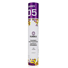 Воланы для бадминтона TORRES 05 (перо/пробка), BD20130, уп.12 шт.белый, сред.скор.