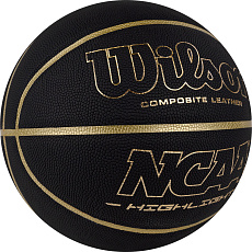 Мяч баск. WILSON NCAA Highlight Gold, WTB067519XB07, р.7, композит, бут.камера, черно-золотистый